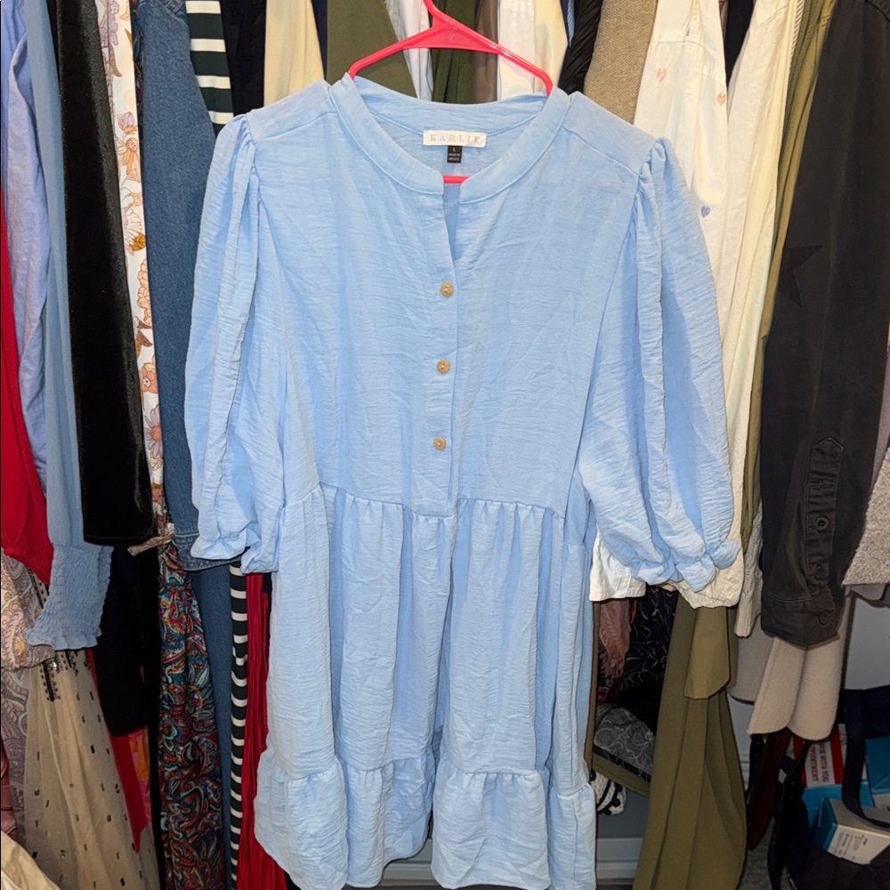 Karlie Sky Blue Textured Top